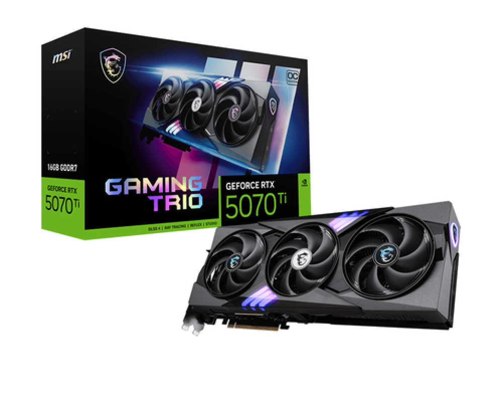 Tarjeta de Video NVIDIA RTX5070Ti OC MSI GAMING TRIO, 16GB GDDR7, 3 DisplayPort + 1 HDMI, Min 750W