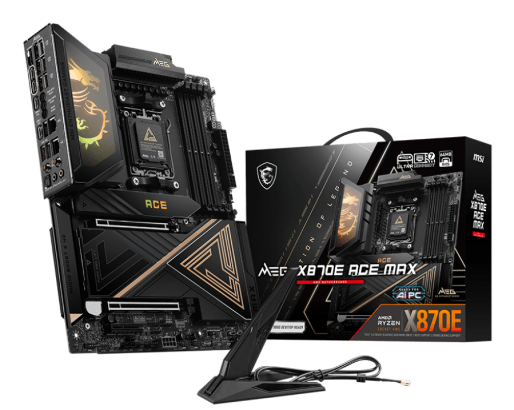Motherboard AM5 ATX MSI MEG X870E ACE MAX, 256GB RAM DDR5 Max, 2 M.2 PCIe 5 + 3 M.2 PCIe 4, Wi-Fi 7 + BT 5.4