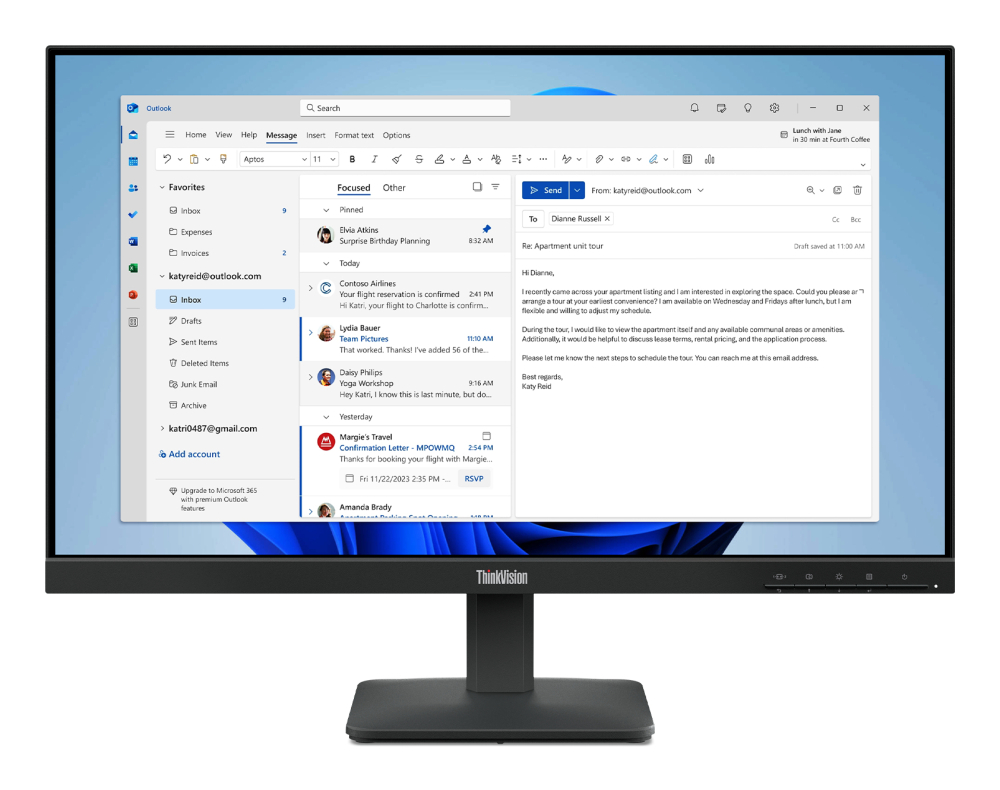 Monitor Lenovo ThinkVision S24-4e LED IPS 23.8" 64B5KAR1LA