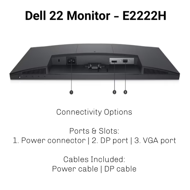 "MONITOR DELL E2222H, 21.5"" 1920x1080"