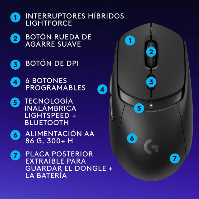 Mouse Logitech G309 inalambrico negro