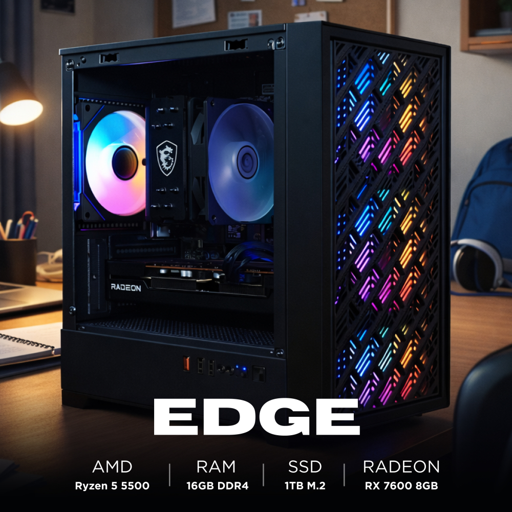 Ensamble EDGE | RX 7600 | Ryzen 5 5500 | 16GB RAM | 1TB SSD | Windows 11 Pro