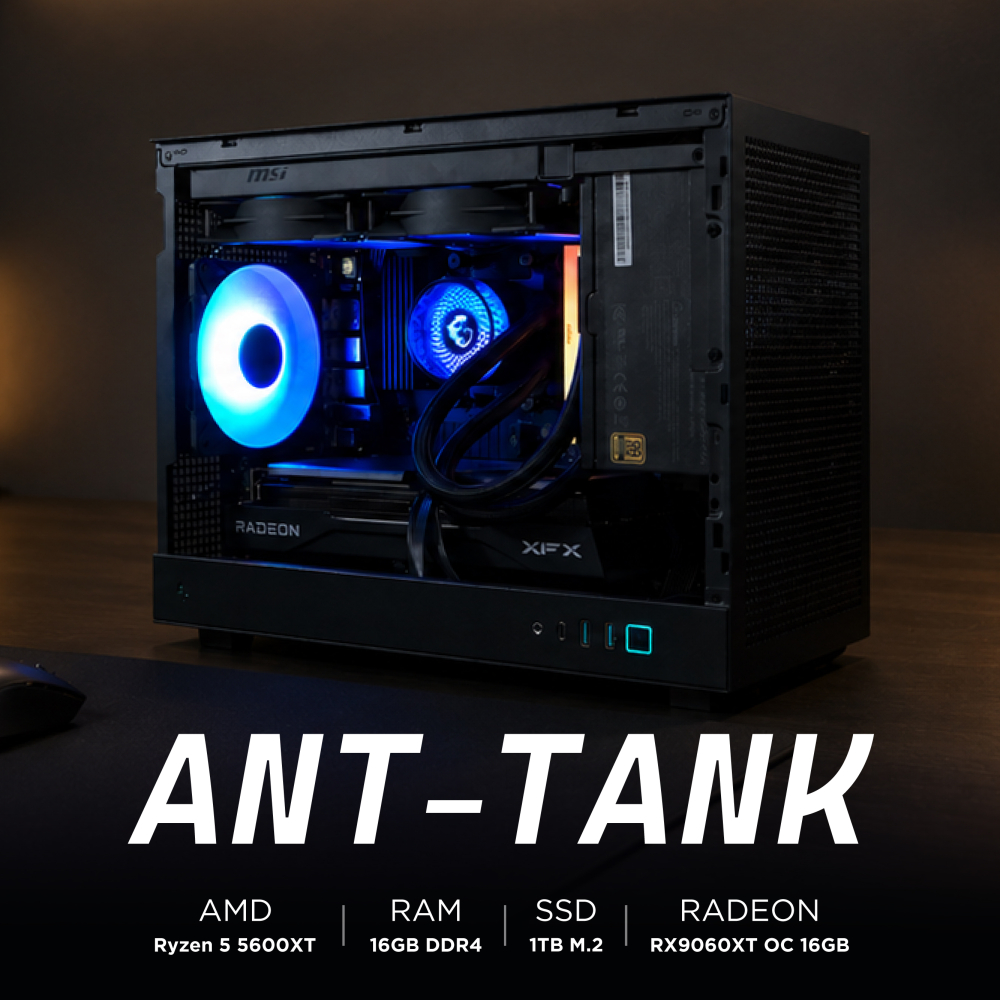 Ensamble ANT-TANK | RX 9060 XT | Ryzen 5 5600XT | 16GB DDR4 | 1TB SSD | Windows 11 Pro