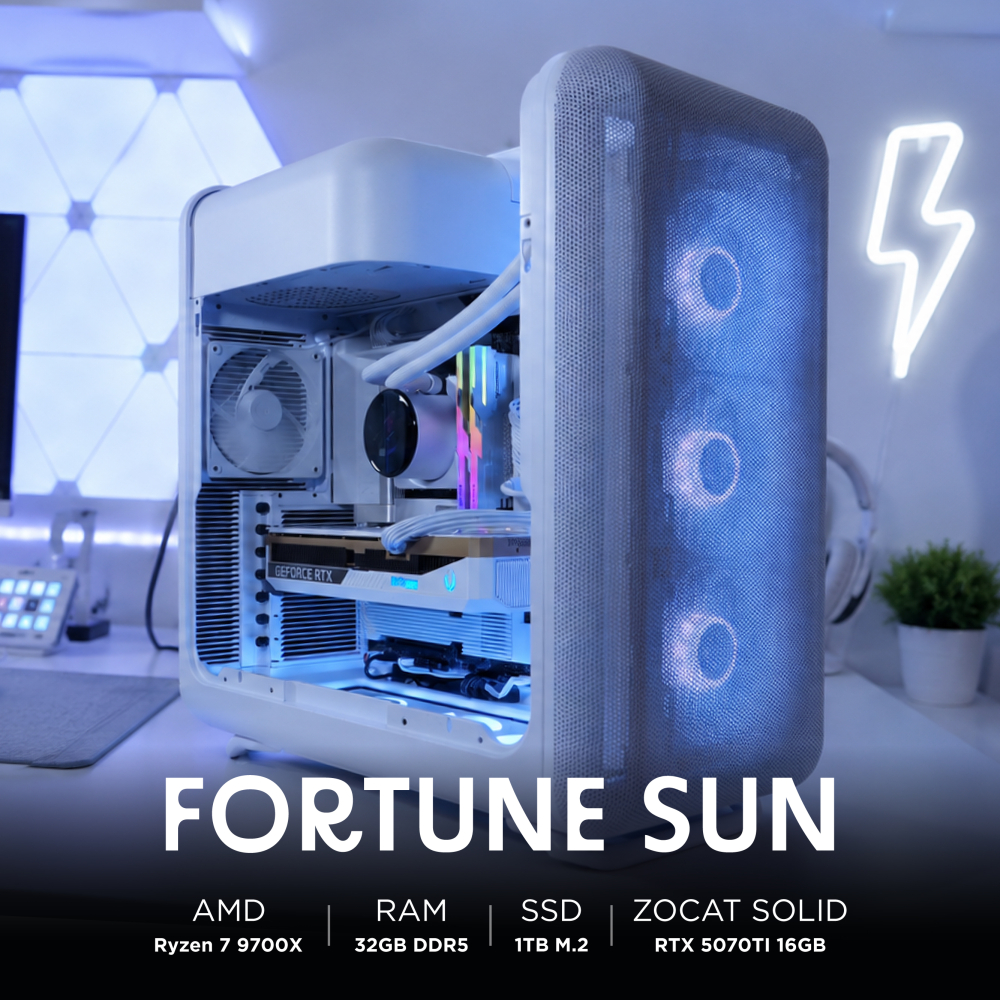 Ensamble FORTUNE SON | RTX 5070 Ti | Ryzen 7 9700X | 32GB DDR5 | 1TB SSD | Windows 11 Pro