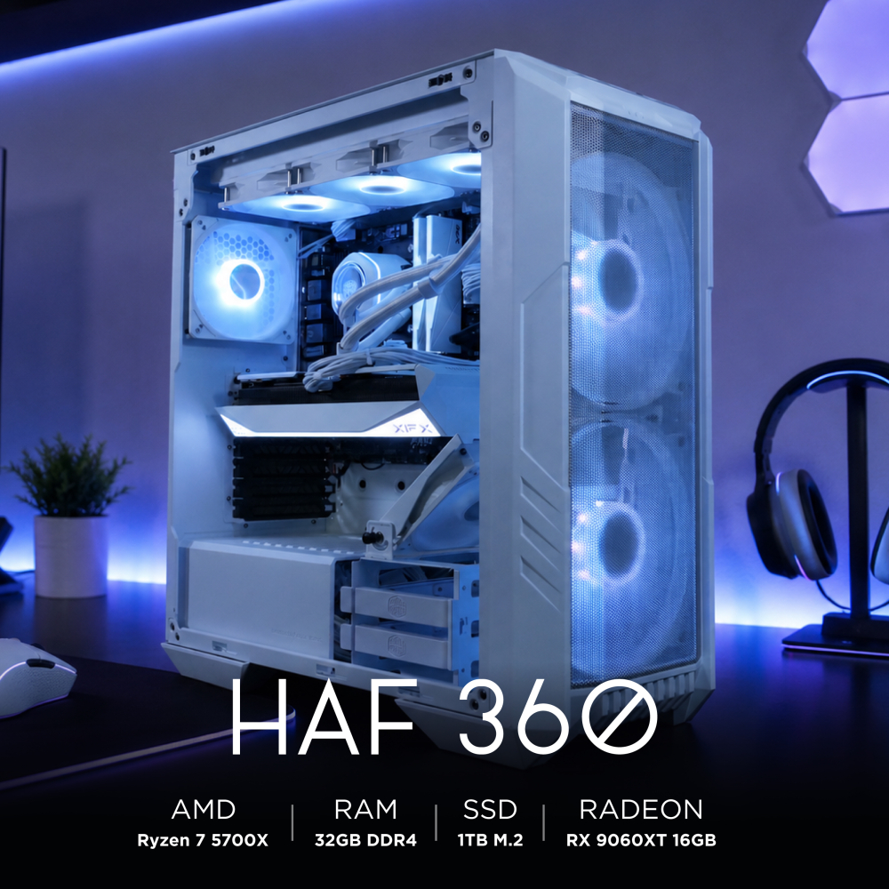 Ensamble HAF 360 | RX 9060 XT | Ryzen 7 5700X | 32GB DDR4 | 1TB SSD | Windows 11 Pro