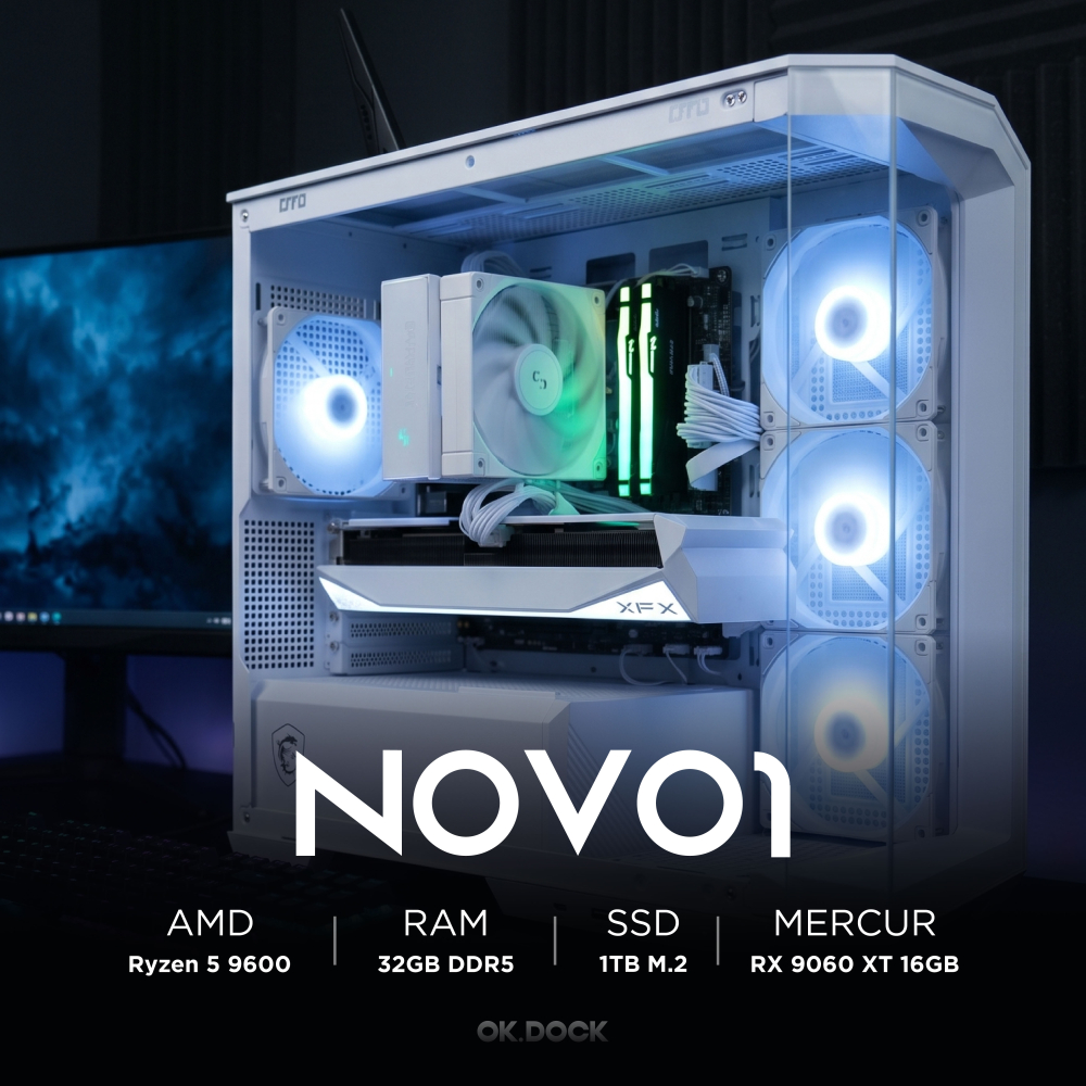 Ensamble NOVO1 | RX 9060 XT | Ryzen 5 9600 | 32GB DDR5 | 1TB SSD | Windows 11 Pro