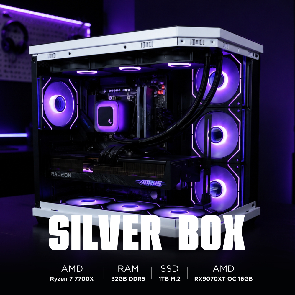 Ensamble SILVER BOX | RX 9070 XT | Ryzen 7 7700X | 32GB DDR5 | 1TB SSD | Windows 11 Pro