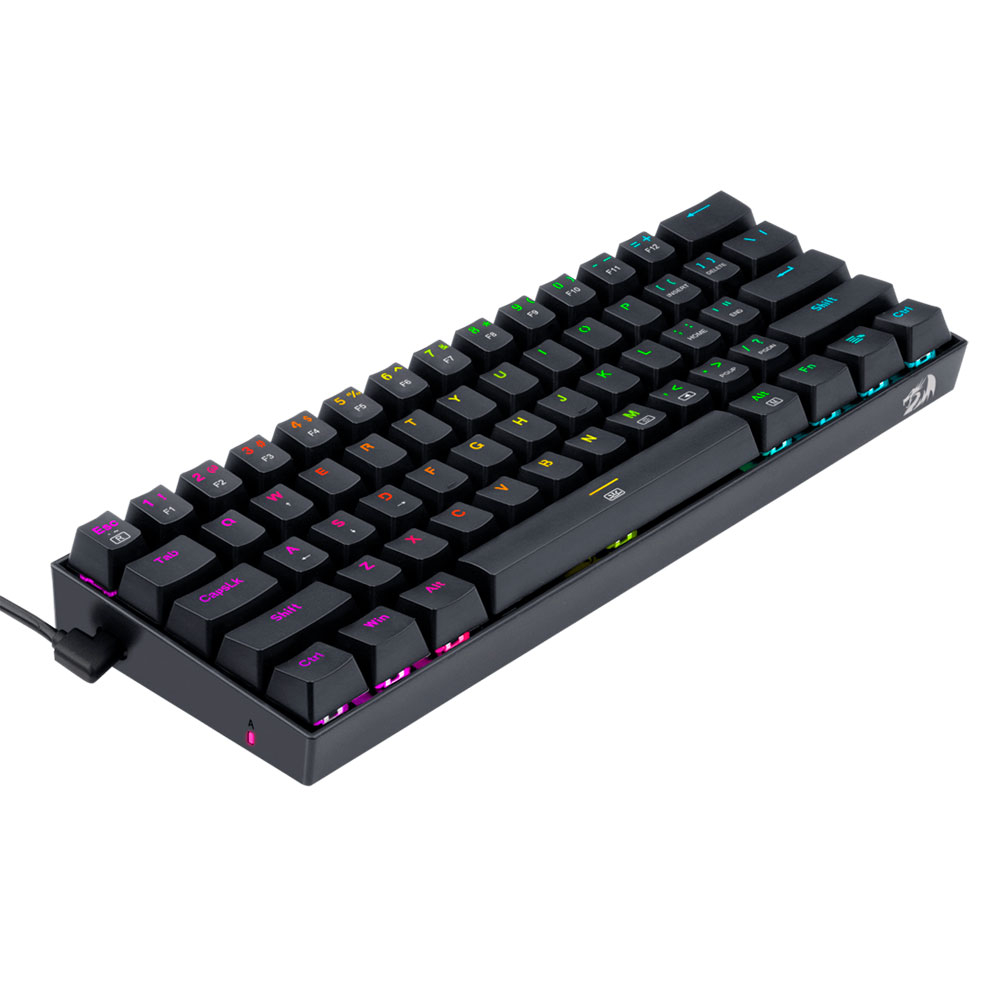 Teclado Alámbrico Mecánico Redragon DragonBorn, Switch Red, 60%, RGB, Color Negro, Ingles