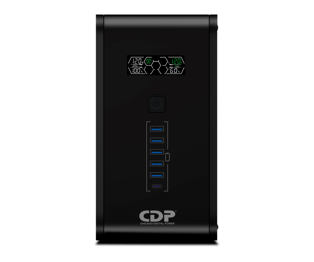 No-Break 1500VA/900W CDP R-SMART 1510. 5 Tomas Respaldadas y AVR + 5 con Supresión d/P., RJ45, Pantalla LCD