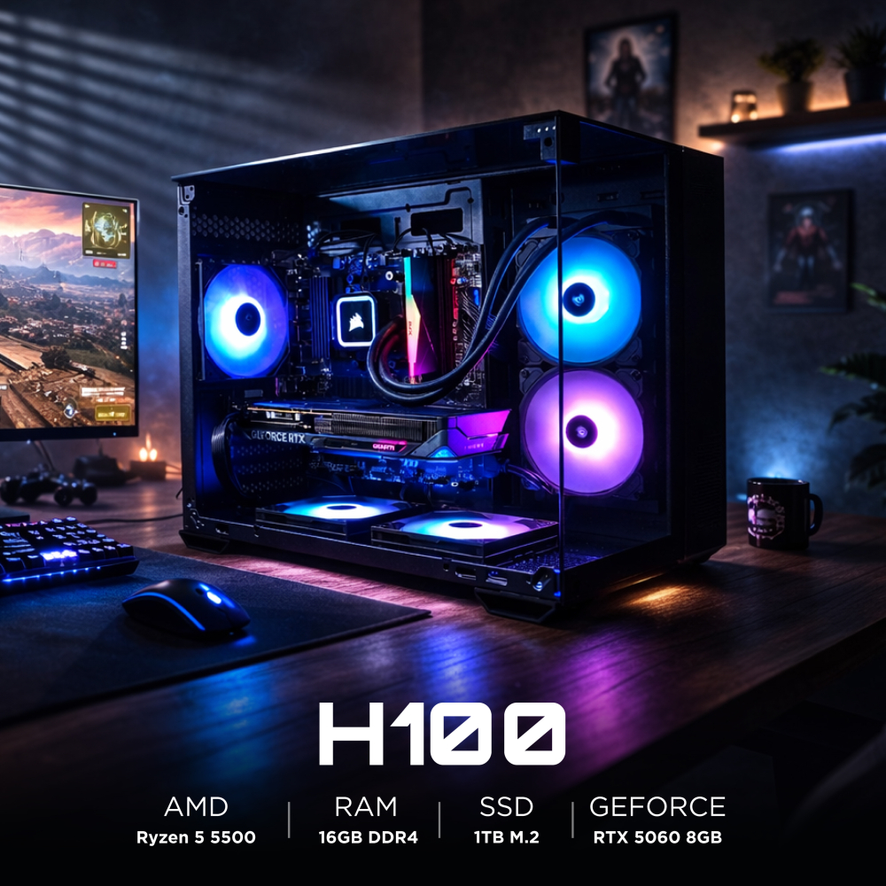 Ensamble H100 | RTX 5060 | Ryzen 5 5500 | 16GB RAM | 1TB SSD | Windows 11 Pro