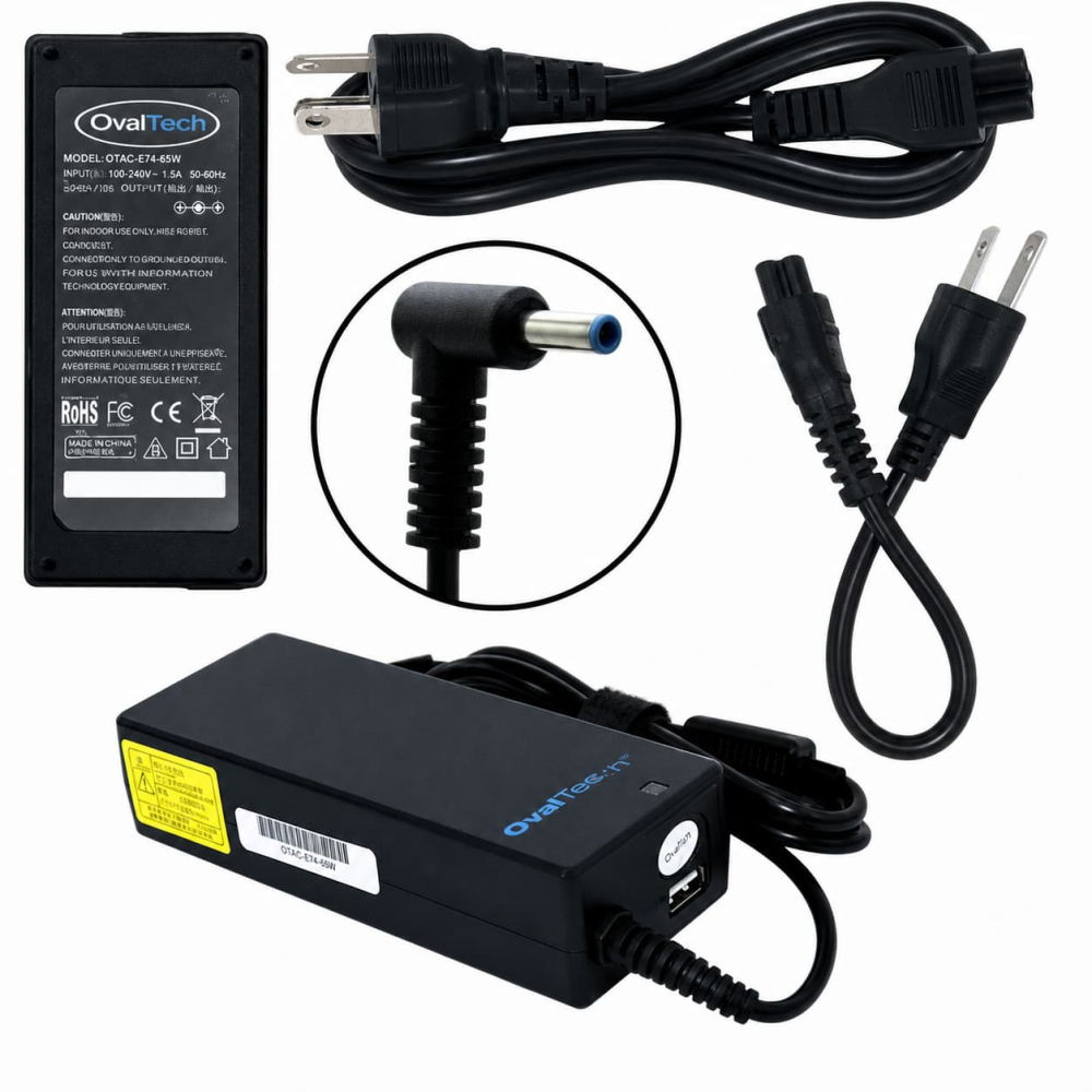 Cargador para Laptop OvalTech OTAC-E74, 65W 19.5V 3.33A, Punta Azul 4.5mm x 3mm