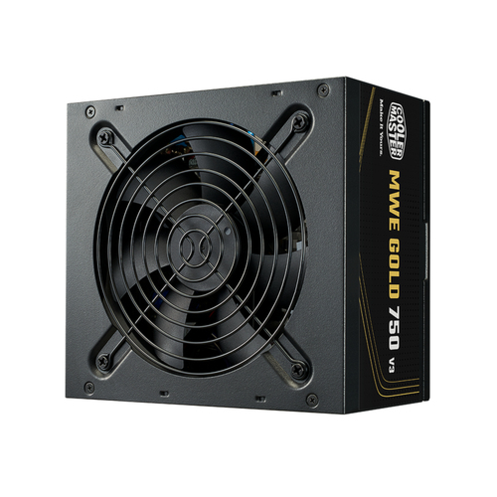 Fuente de Poder 750W 80+Gold Cooler Master MWE GOLD V3 . 1x 24pin, 2x 8pin CPU, 4x 8pin PCIE, 1x 12VHPWR, Color Negro
