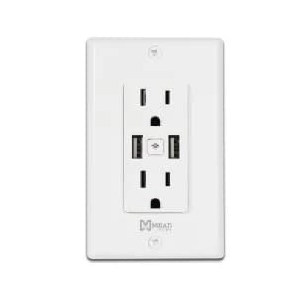 Contacto de Pared Inteligente Mirati Home MCP1, 2 Enchufes + 2 USB-A, Compatible con Alexa y Google Home