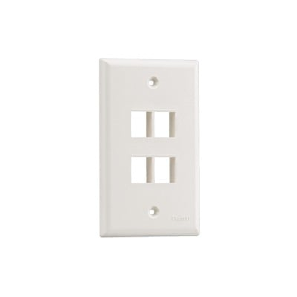 Tapa para Caja de Pared BRobotix 251704, 4 Puertos Keystone, Color blanco
