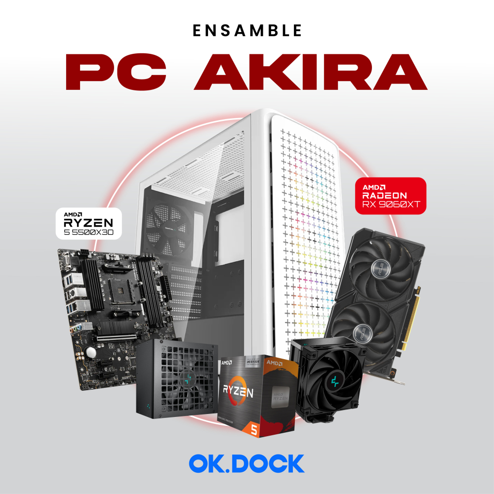 Ensamble Akira | RX 9060 XT | Ryzen 5 5500X3D | 16GB RAM | 1TB SSD | Windows 11 Pro