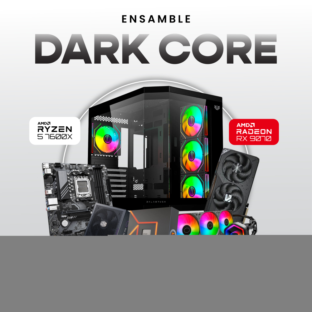 Ensamble DARK CORE | RX 9070 XT | Ryzen 5 7600X | 32GB DDR5 | 1TB SSD | Windows 11 Pro