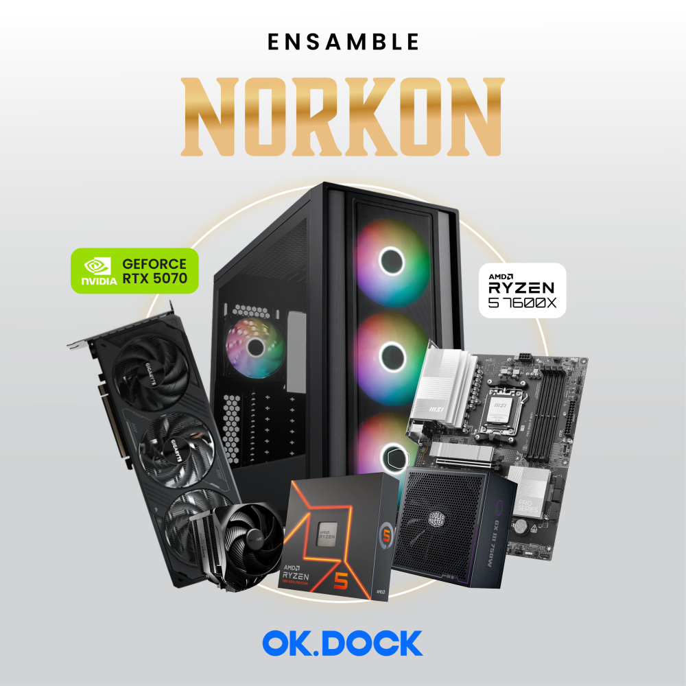 Ensamble NORKON | RTX 5070 | Ryzen 5 7600X | 32GB DDR5 | 1TB SSD | Windows 11 Pro