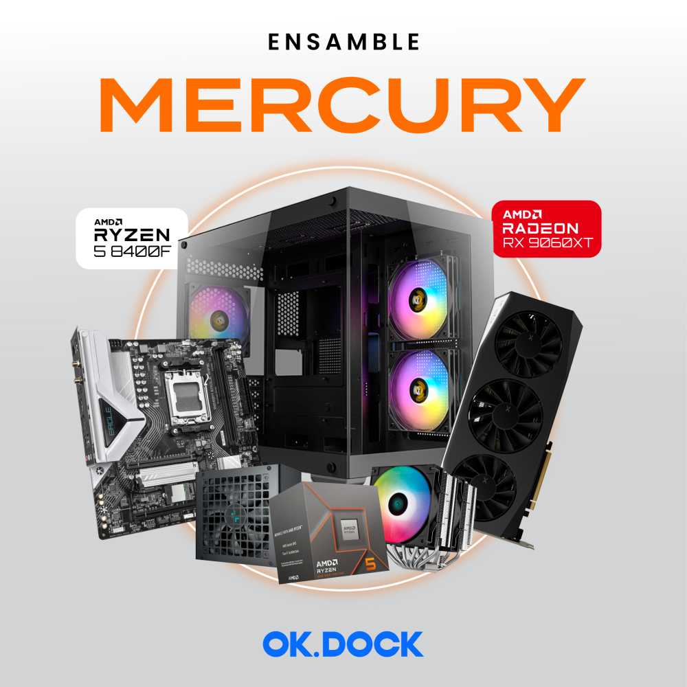 Ensamble Mercury | RX 9060 XT | Ryzen 5 8400F | 16GB DDR5 | 1TB SSD | Windows 11 Pro
