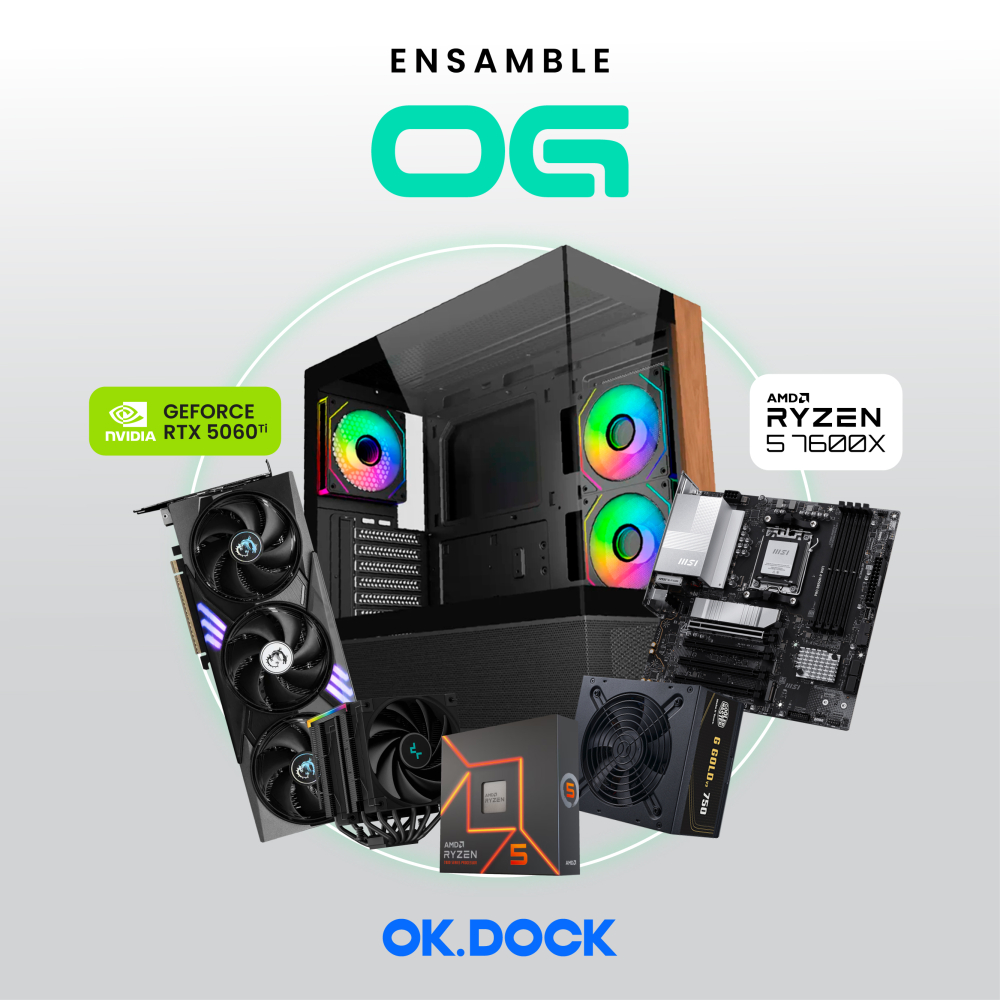 Ensamble OG | RTX 5060 Ti | Ryzen 5 7600X | 16GB DDR5 | 1TB SSD | Windows 11 Pro