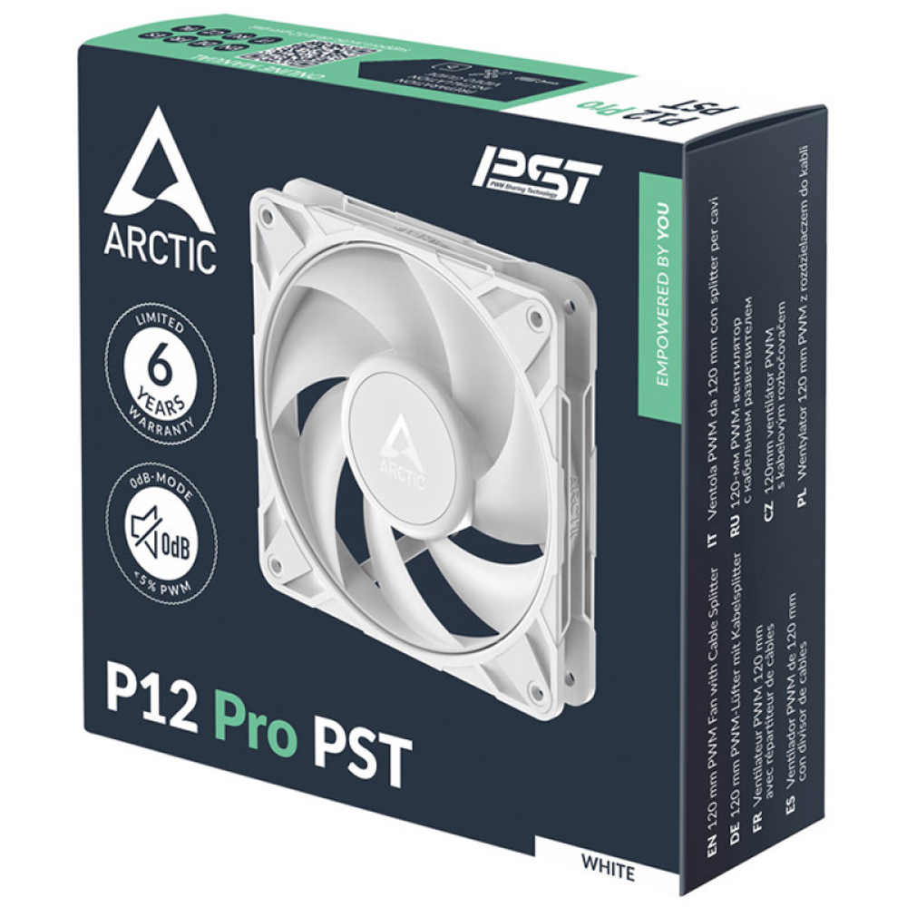 Ventilador 120mm Artic P12 Pro PST, Sistema en Cadena, Color Blanco