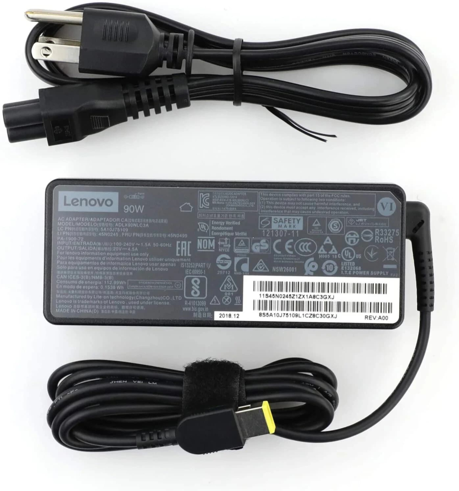 Cargador para Laptop Lenovo Ideapad OvalTech OTAC-E77, 90W 20V 4.5A, Punta Amarilla Rectangular
