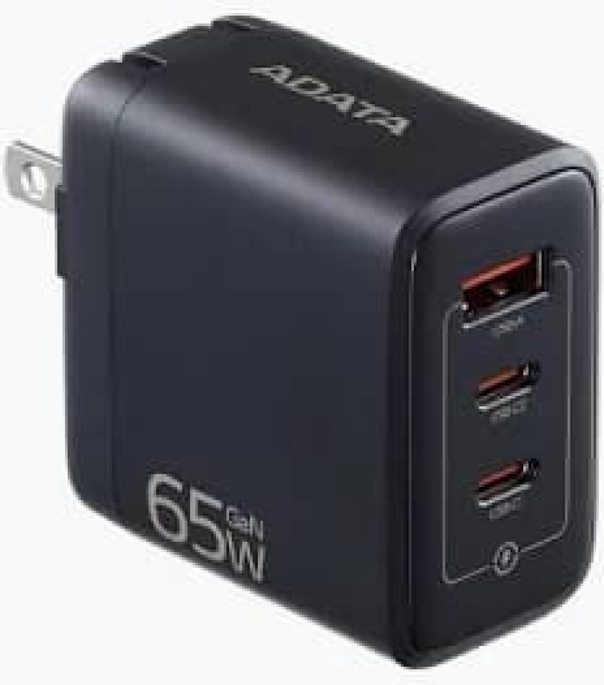 Cargador de pared Adata GaN 65W, Salida: 5V 3A, 9V 3A, 12V 2.5A, 15V 2.33A, 20V 1.75A, 20V 3.25A, Color Negro