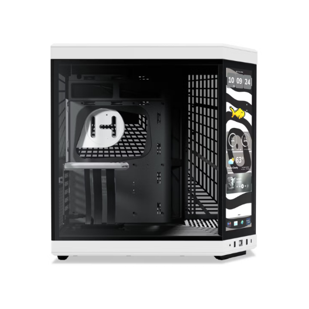 Gabinete E-ATX Hyte Y70 Touch Infinite Panda, Incluye Riser para Grafica en Vertical, Radiador 360mm Max, Color Panda