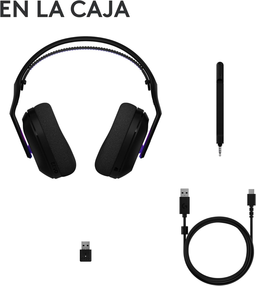 Diadema Inalámbrica Logitech G522 LIGHTSPEED, RGB, RF 2.4GHz y Bluethoot 5.3, Hasta 90Hrs de Batería, Color Negro