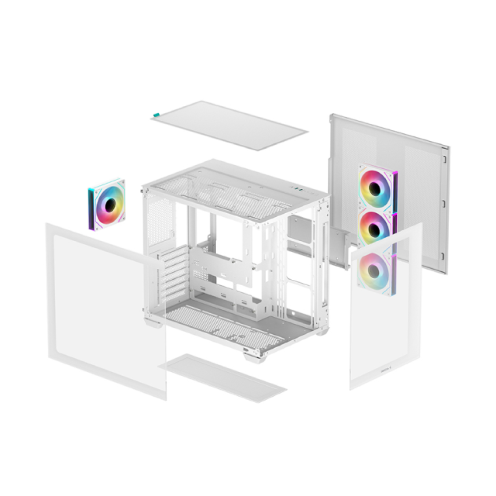 Gabinete ATX DeepCool CG530 4F, Incluye 4 Fans 120mm ARGB, Radiador 360mm Max, Color Blanco
