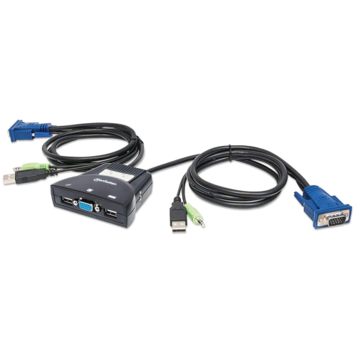 Mini Switch KVM 2 CPUs a 1 Monitor 1.2m Manhattan, Hasta 1920x1440, Conexión por VGA. 151245