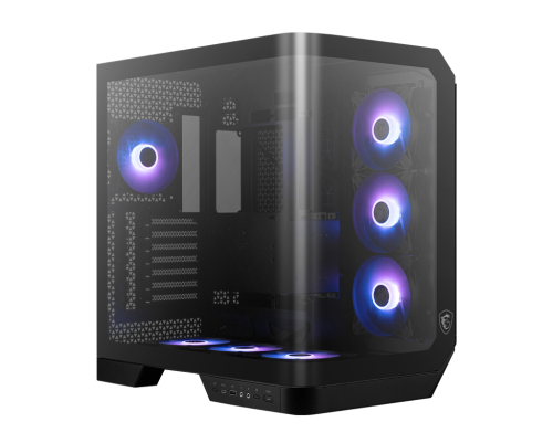 Gabinete ATX MSI MAG PANO 120R PZ , Incluye 7 Fans 120mm ARGB, Radiador 360mm Max, Color Negro