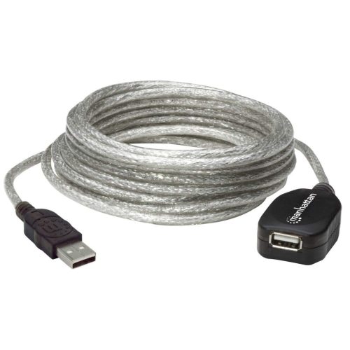 Extensión Activa USB-A 2.0 5m Manhattan 519779, 480Mbps, Con Repetidor, Color Negro