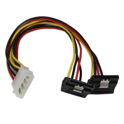 StarTech.com Cable SATA con Ángulo, 4-pin Molex Macho a 2x SATA 15-pin Hembra, 30cm, PYO2LP4LSATR
