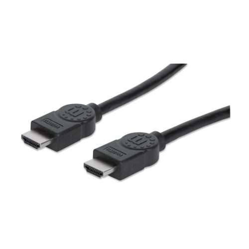 Cable de Video 1m HDMI a HDMI Manhattan 308816, Hasta 4K 30Hz, Chapado en Oro, Color Negro