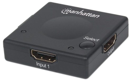 Switch de Video HDMI de 2 Entradas 1 Salida Manhattan 207911, 1080p, Color Negro