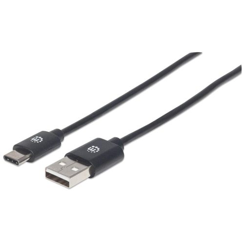 Cable USB-A 2.0 a USB-C 1m Manhattan 353298, 480Mbps, Hasta 3A, Color Negro