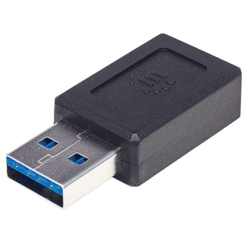 Adaptador Manhattan de USB-C 3.2 Gen 2 Hembra a USB-A Macho, color Negro. 354714