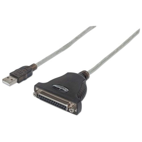 Convertidor USB a Paralelo DB25 Manhattan 336581, USB-A Macho a DB25 Hembra, 1.8m, Color Plata