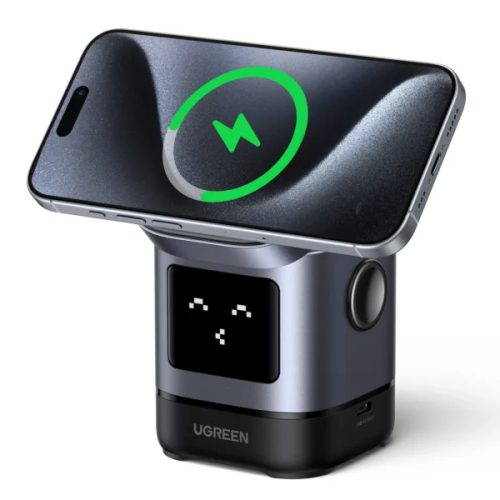 Cargador Inalámbrico 2 en 1 15W Ugreen Uno W709, 1 USB-C, Color Negro