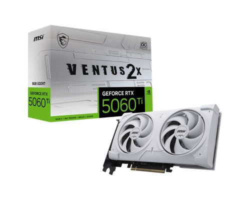 Tarjeta de Video NVIDIA RTX5060Ti OC MSI VENTUS 2X WHITE PLUS, 8GB GDDR7, 3 DisplayPort + 1 HDMI, Min 600W