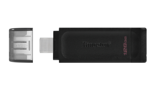Memoria USB-C 128GB Kingston DataTraveler 70, USB 3.2 Gen 1, Color Negro