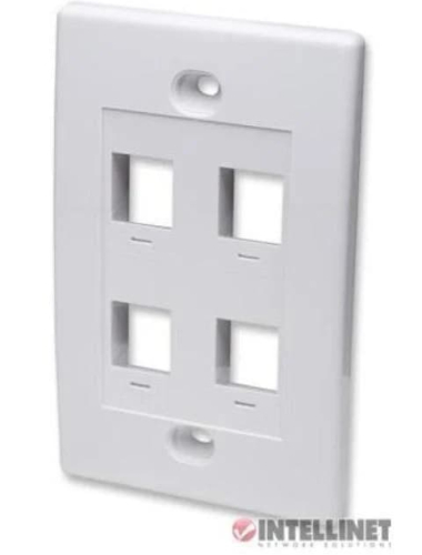 Tapa para Caja de Pared LinkedPro LP-FP-24, 4 Puertos, con espacio para etiqueta, Color blanco