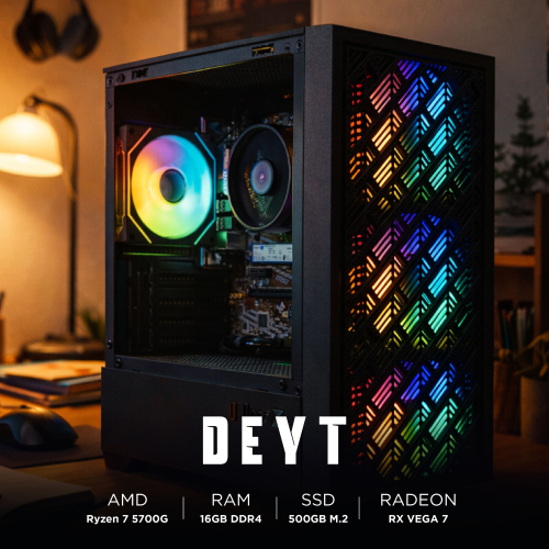 Ensamble DEYT | Ryzen 7 5700G | Radeon Vega 7 | 16GB RAM | 500GB SSD | Windows 11 Pro
