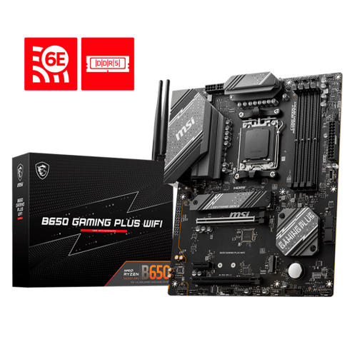 MotherBoard AM5 ATX MSI B650 GAMING PLUS WIFI, 256GB RAM DDR5 Max, 2 M.2 PCIE 4, Wi-Fi 6E + BT 5.3