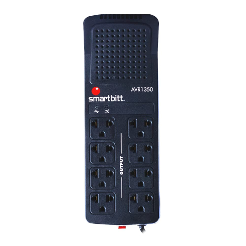 Regulador de Voltaje 1350VA/675W Smartbitt R-BITT 1350. 8 Tomas Reguladas y con Supresión d/P.
