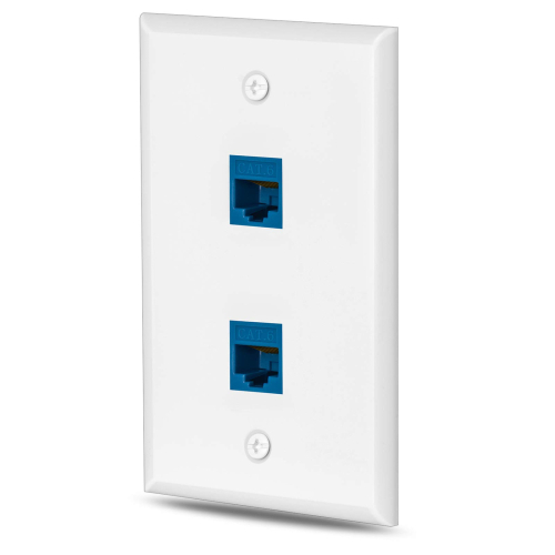 PLACA DE PARED 2 PUERTOS ETHERNET RJ45 CAT 6