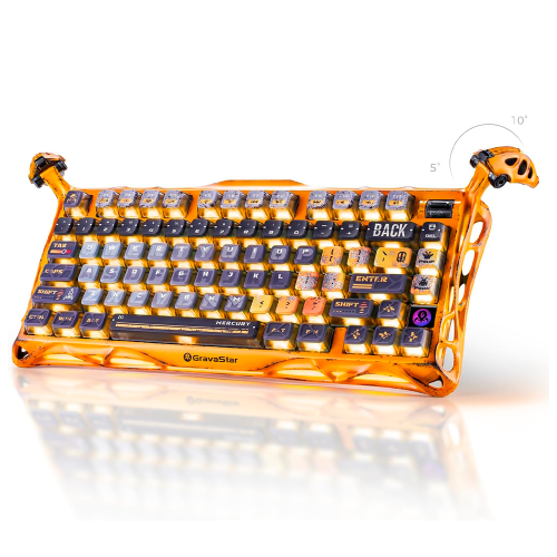 Teclado Mecánico Inalámbrico GravaStar K1 Pro, 75%, Tri-Modo, Hot Swap, Speedy Mint, Color Battle-Worn Yellow, Inglés