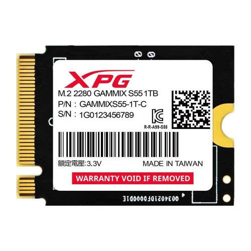 SSD M.2 2230 NVMe PCIe 4 1TB XPG GAMMIX S55, Lectura 5000MB/s Escritura 3700MB/s. SGAMMIXS55-1T-C