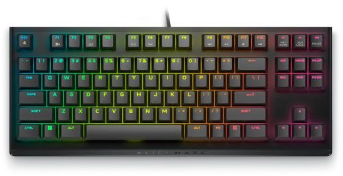 Teclado Alámbrico Alienware AW420K, TKL, Switches Cherry MX Red, RGB AlienFX, Color Negro, Inglés
