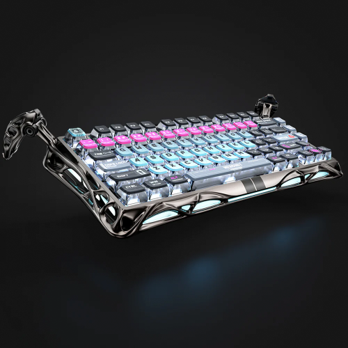 Teclado Gaming Gravastar Mercury V75 Pro, Switch Hall Effect Magn&eacute;tico, Al&aacute;mbrico USB-C, 75%, RGB, Edici&oacute;n Cyberpunk